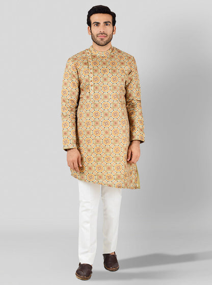Cream, Red & Olive Kurta | Azania