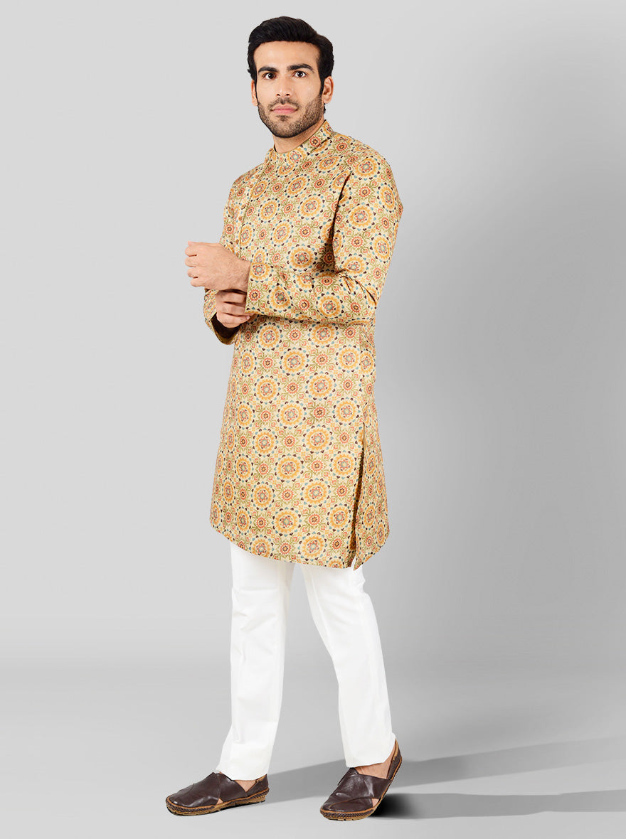 Cream, Red & Olive Kurta | Azania