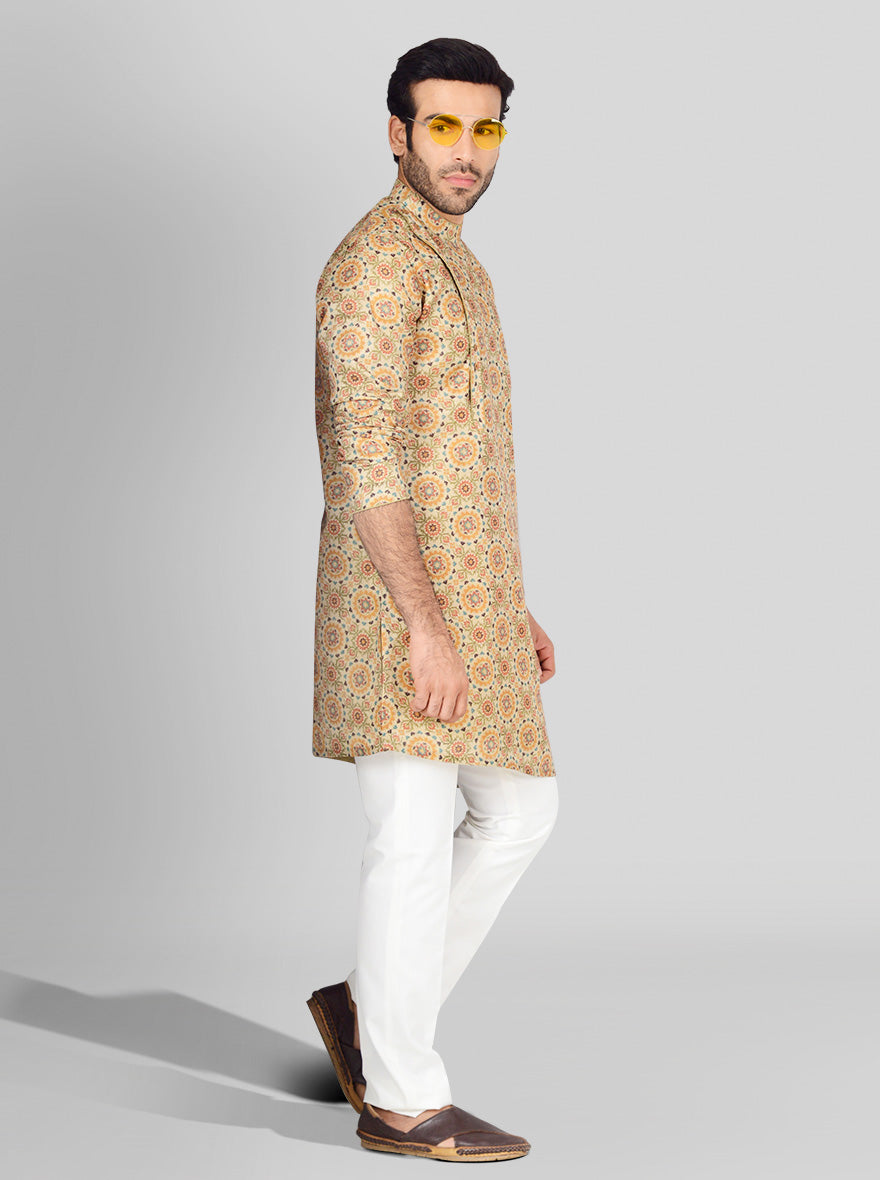 Cream, Red & Olive Kurta | Azania