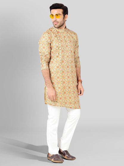 Cream, Red & Olive Kurta | Azania