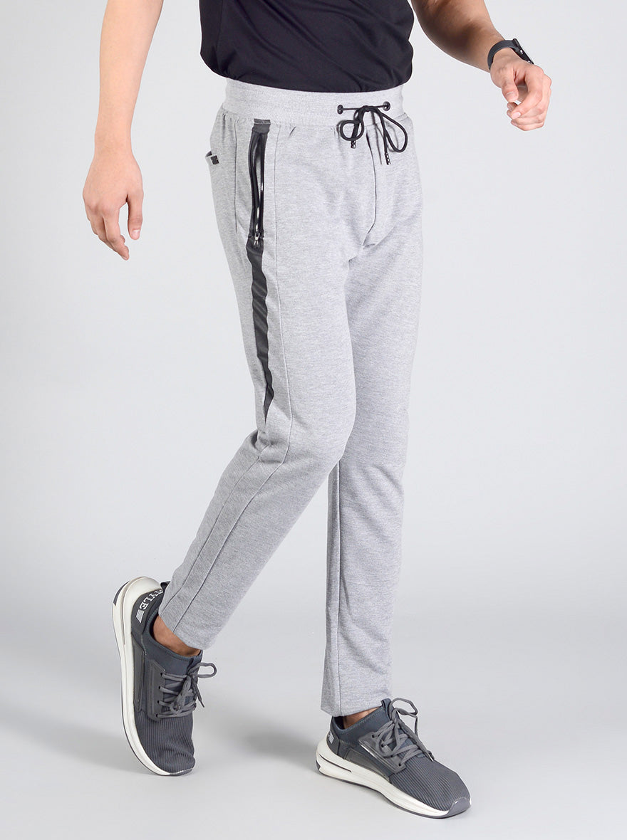 Light Grey Solid Regular Fit Track Pants | JadeBlue