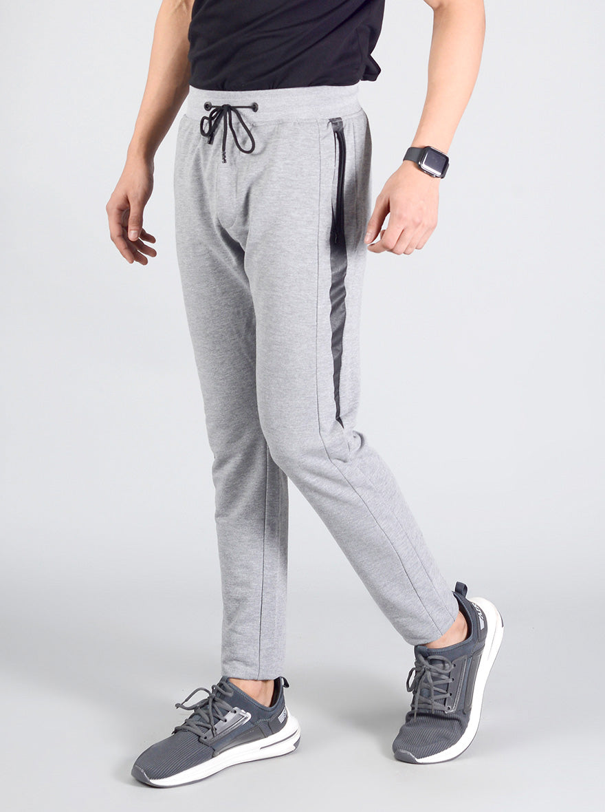 Light Grey Solid Regular Fit Track Pants | JadeBlue