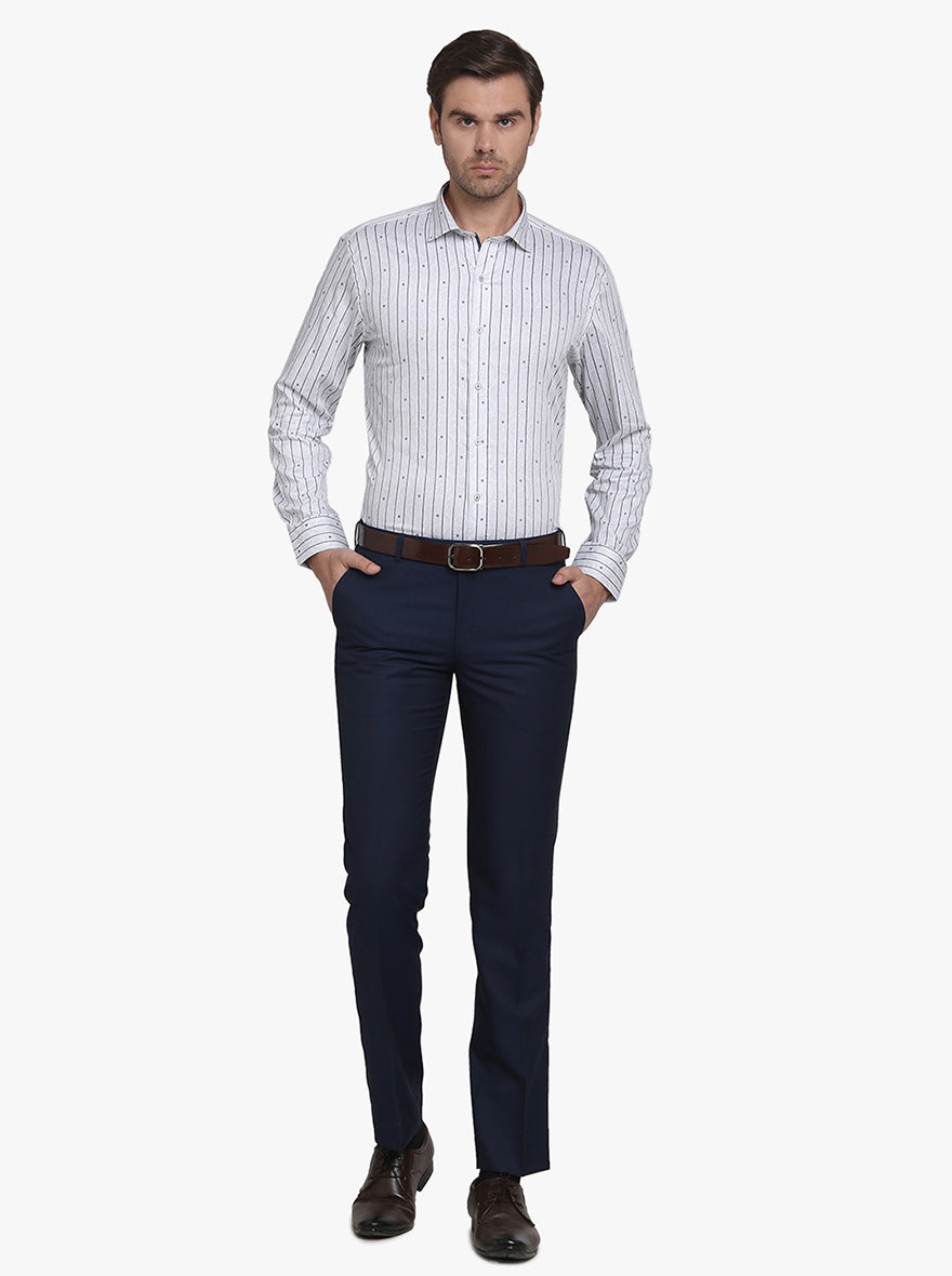 Silver & Blue Printed Slim Fit Party Wear Shirt | Greenfibre