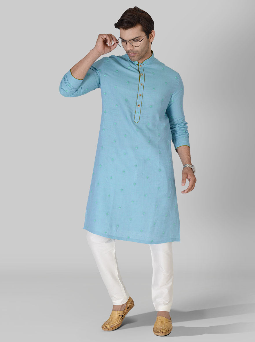 Turkish Blue & Green Kurta Set | TULA