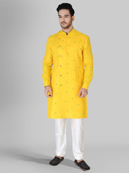 Bright Yellow & Green Kurta Set | TULA