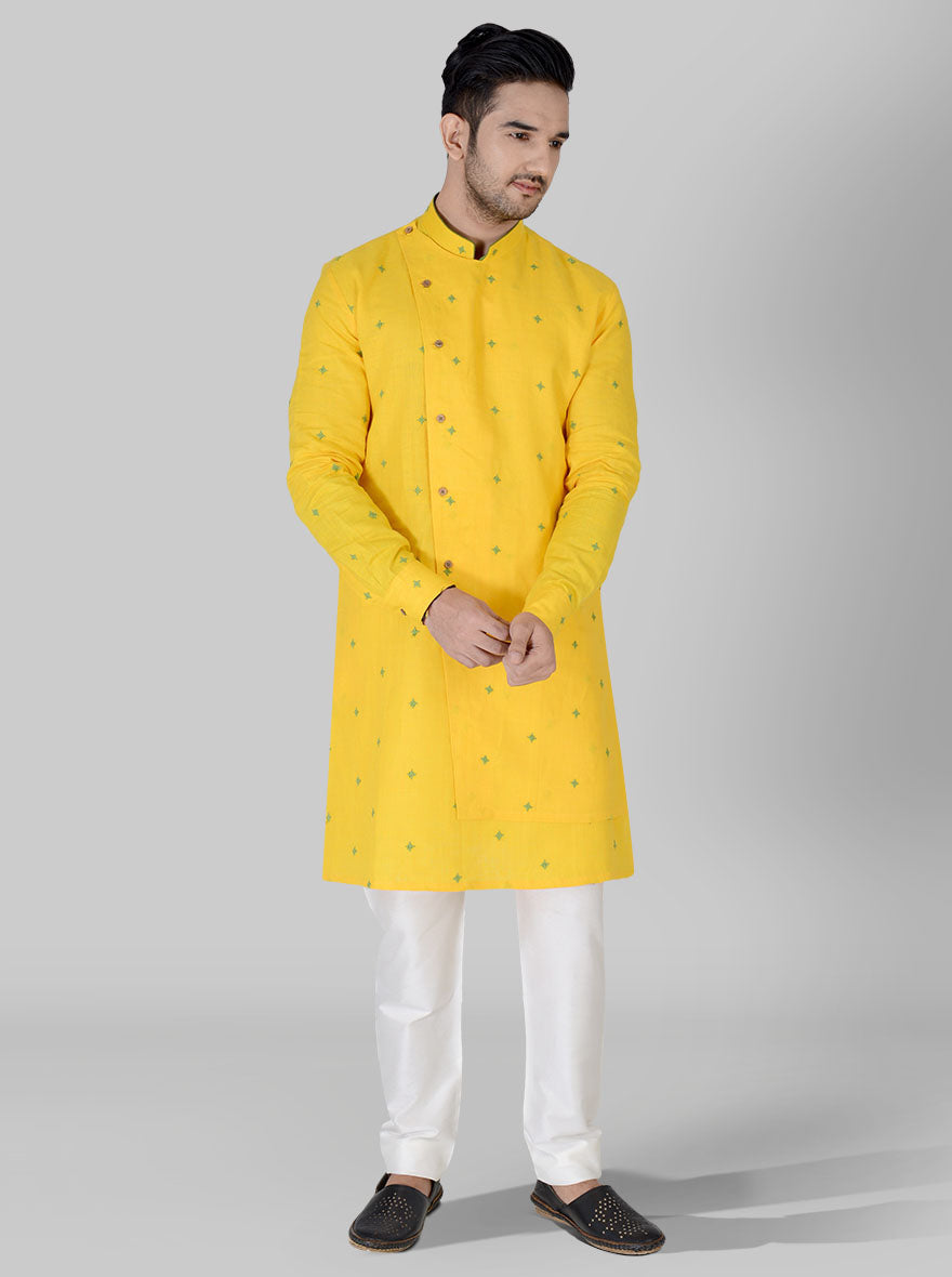 Bright Yellow & Green Kurta Set | TULA