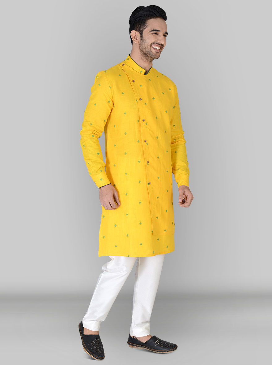 Bright Yellow & Green Kurta Set | TULA