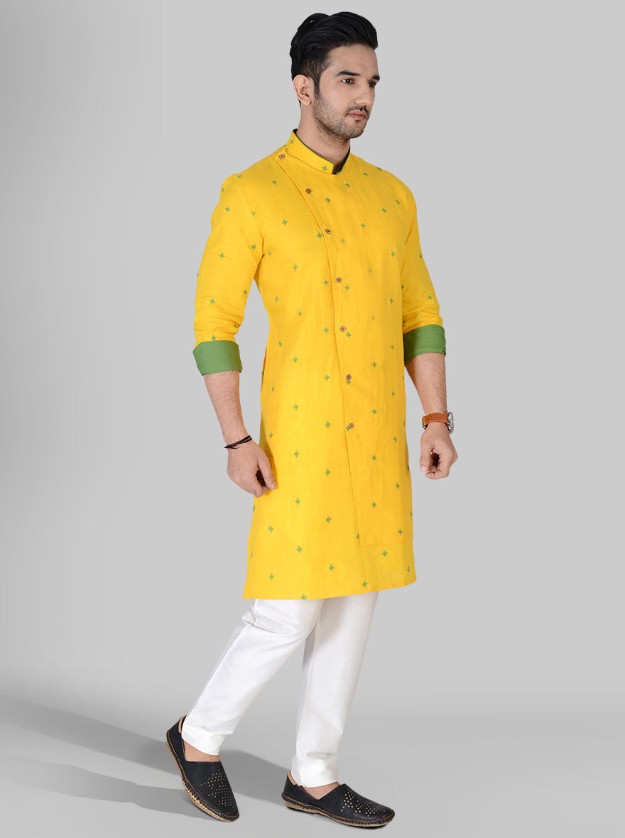 Bright Yellow & Green Kurta Set | TULA