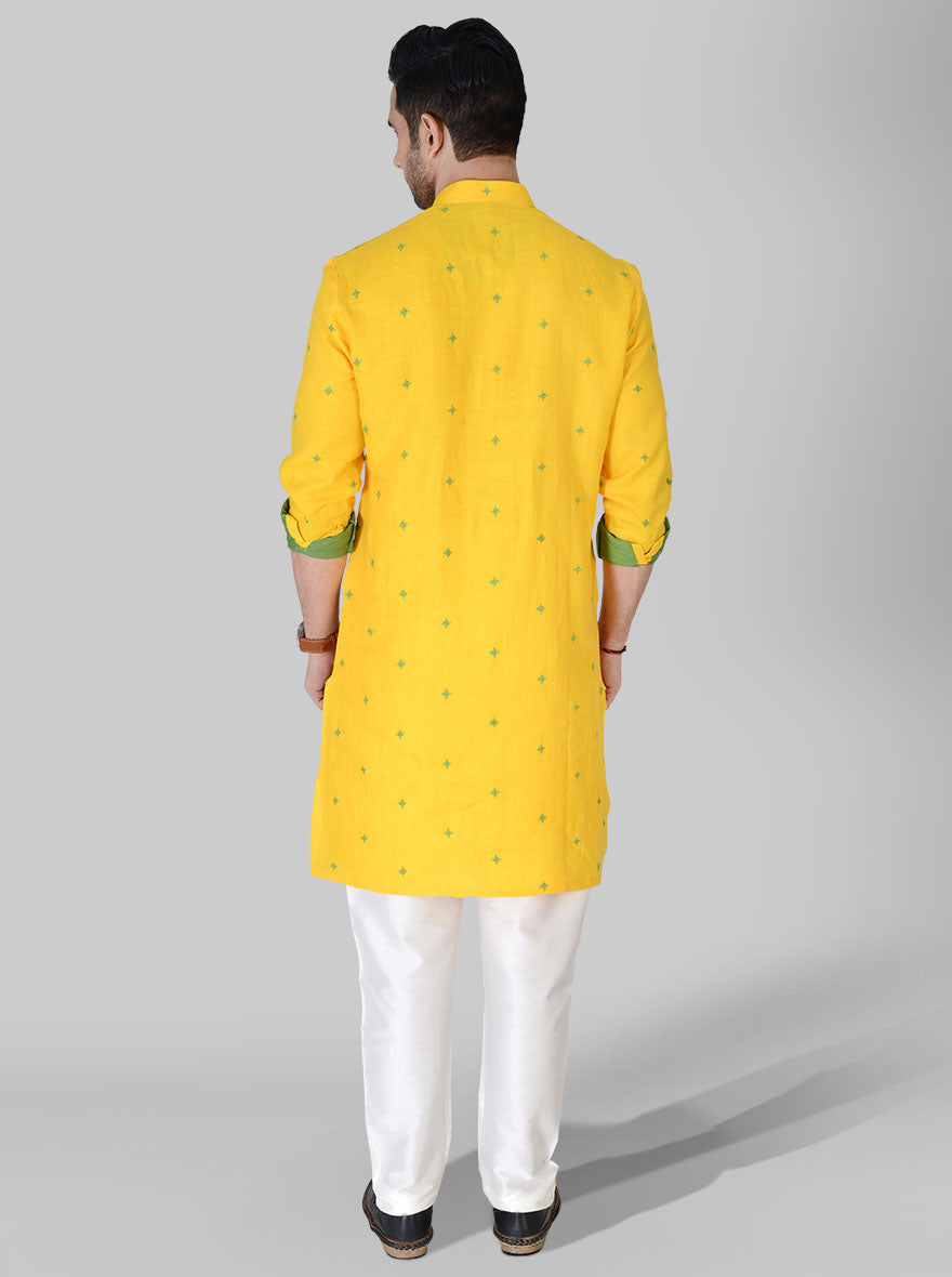 Bright Yellow & Green Kurta Set | TULA