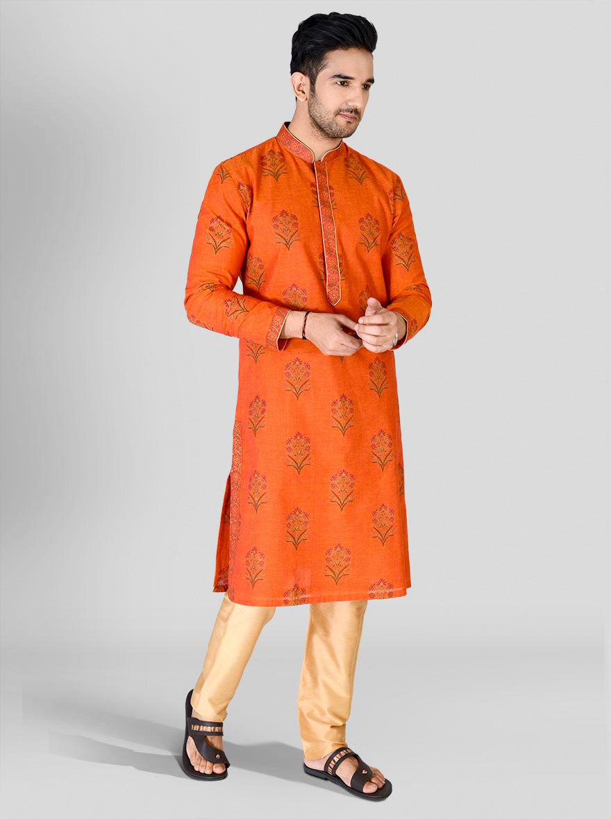 Orange Printed Kurta Set | Azania