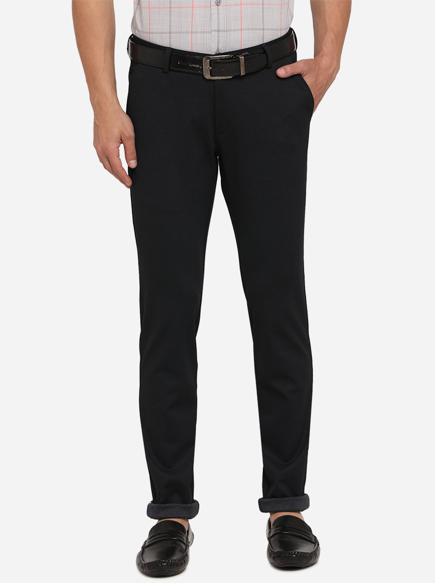 Navy Blue Solid Venice Fit Casual Trouser | JadeBlue Sport