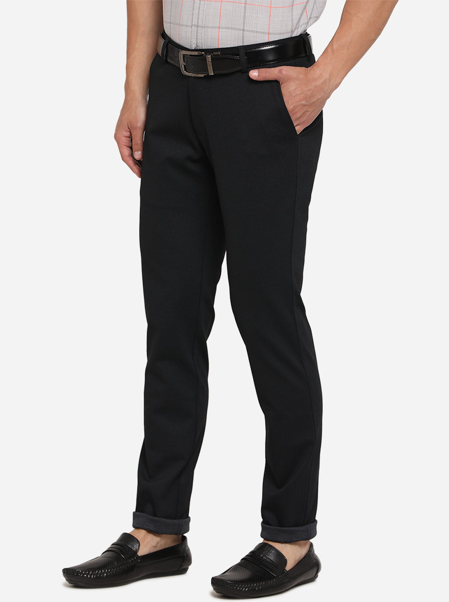 Navy Blue Solid Venice Fit Casual Trouser | JadeBlue Sport