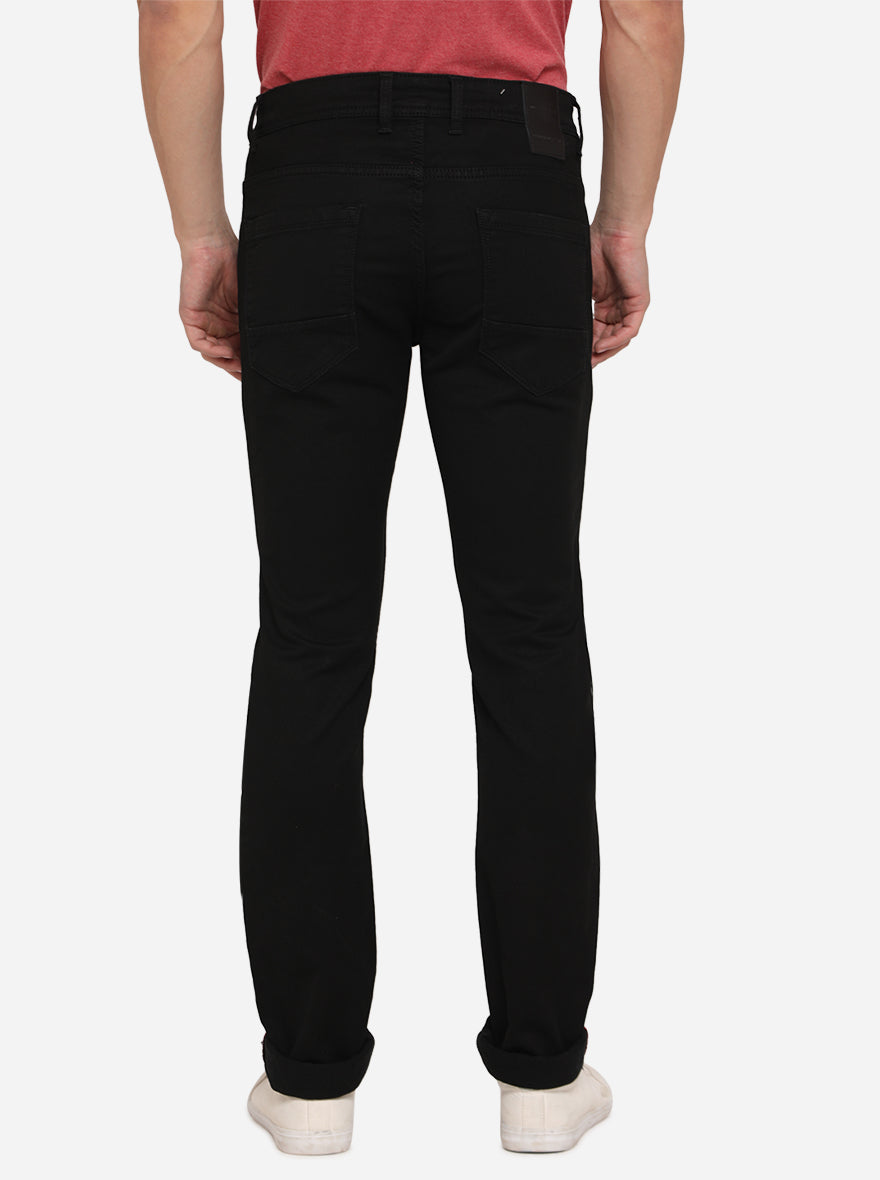 Jet Black Solid Slim Fit Jeans | JadeBlue Sport