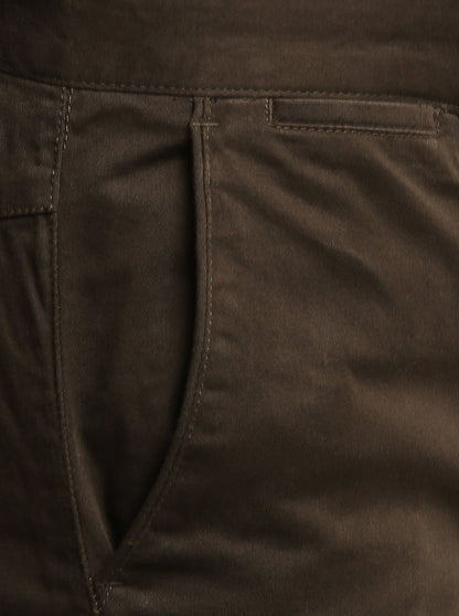Olive Green Solid Super Slim Fit Casual Trouser | Greenfibre