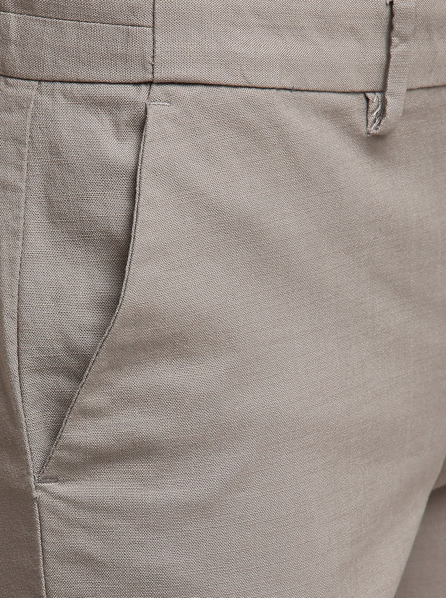 Stone Grey Solid Super Slim Fit Casual Trouser | Greenfibre