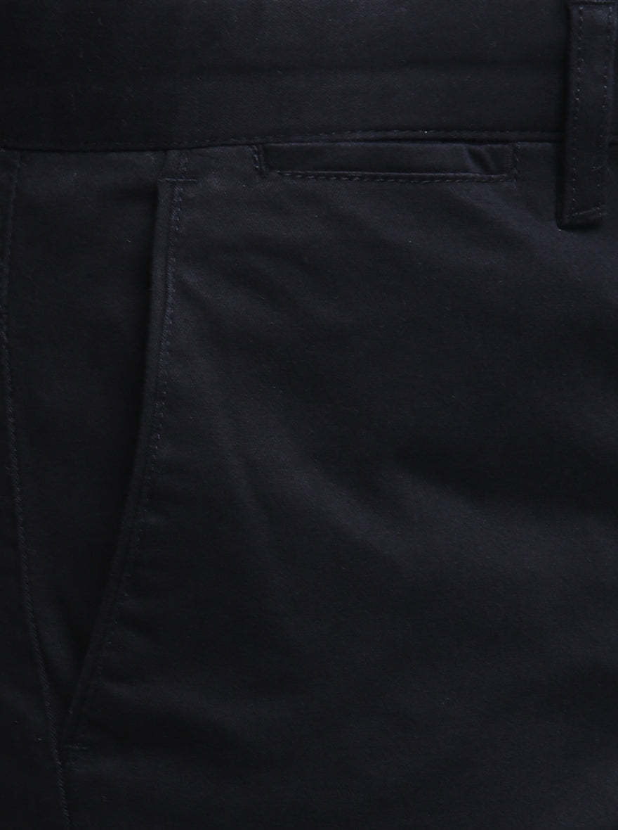 Navy Blue Solid Super Slim Fit Casual Trouser | Greenfibre