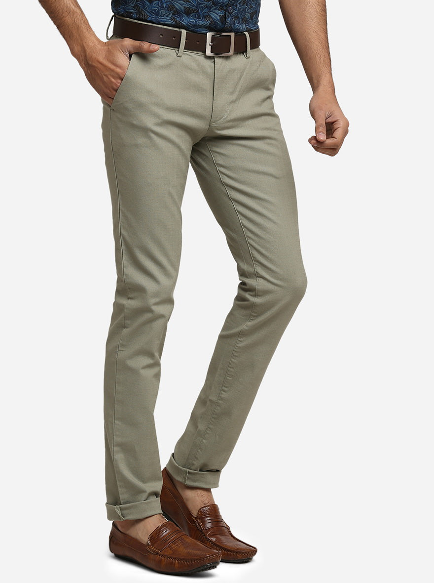 Sand Dollar Solid Super Slim Fit Casual Trouser | Greenfibre