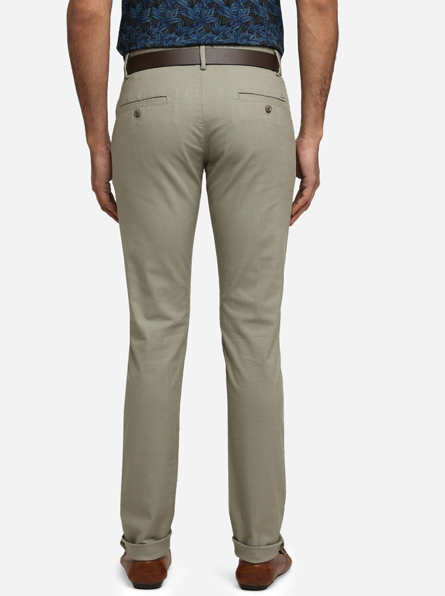 Sand Dollar Solid Super Slim Fit Casual Trouser | Greenfibre