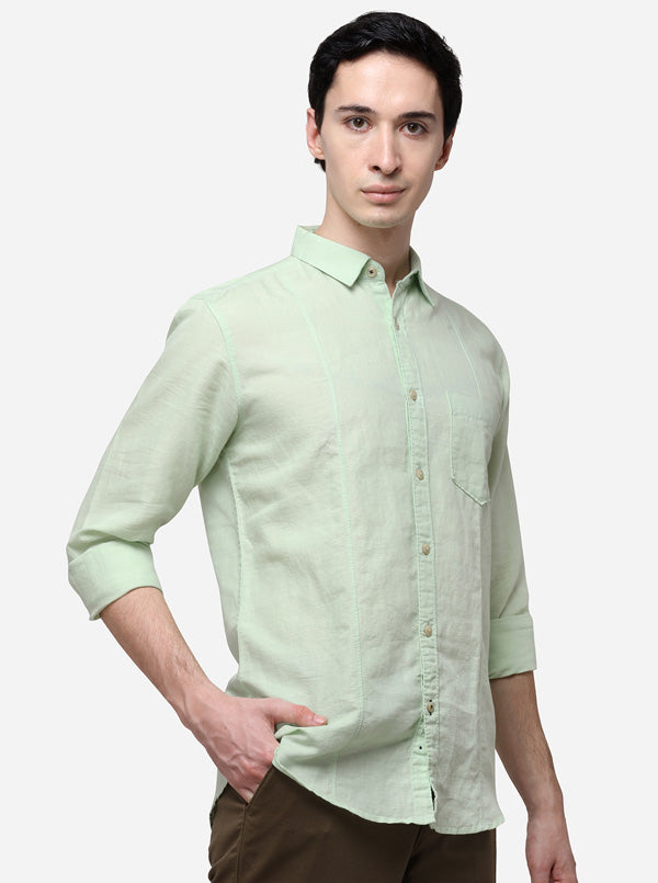 Pastel Green Solid Slim Fit Casual Shirt | JB Sport