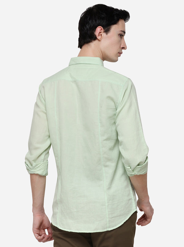 Pastel Green Solid Slim Fit Casual Shirt | JB Sport