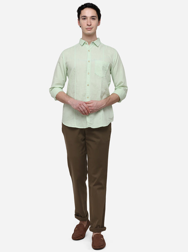 Pastel Green Solid Slim Fit Casual Shirt | JB Sport