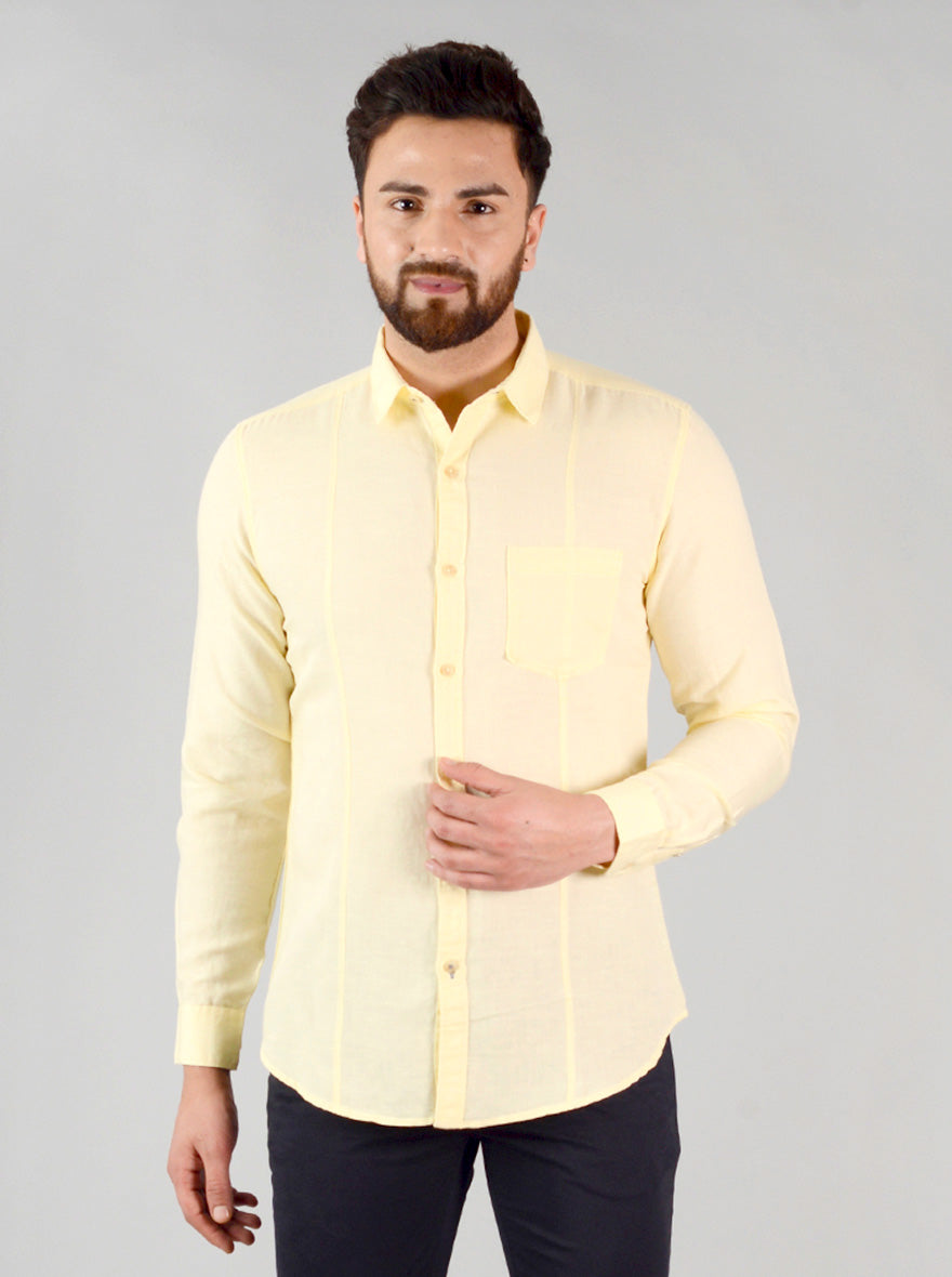 Mellow Yellow Solid Slim Fit Casual Shirt | JB Sport