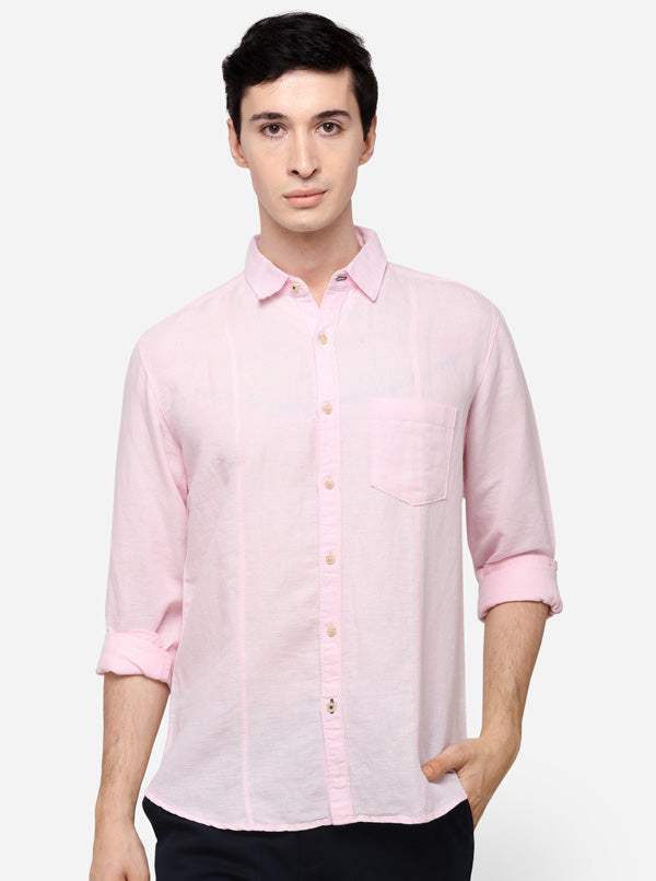 Rose Pink Solid Slim Fit Casual Shirt | JB Sport