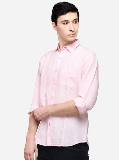 Rose Pink Solid Slim Fit Casual Shirt | JB Sport