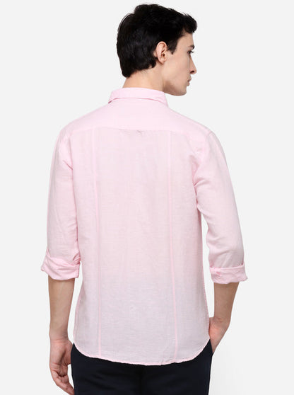 Rose Pink Solid Slim Fit Casual Shirt | JB Sport