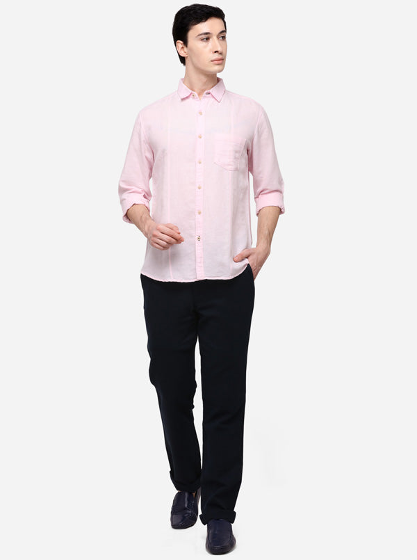 Rose Pink Solid Slim Fit Casual Shirt | JB Sport