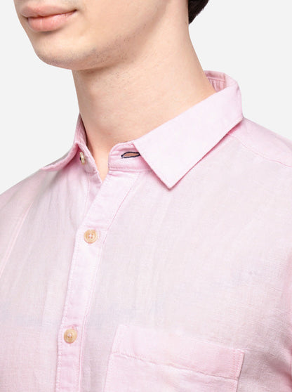 Rose Pink Solid Slim Fit Casual Shirt | JB Sport