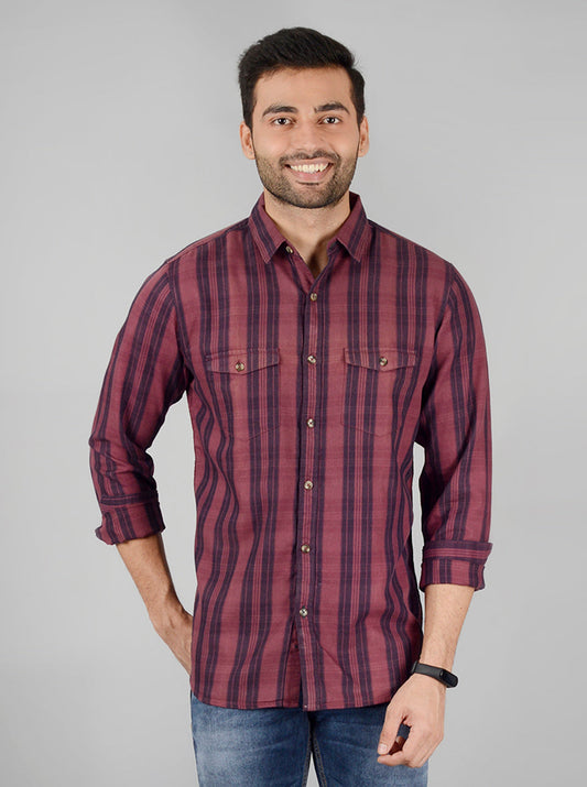 Brown Checked Slim Fit Casual Shirt | JB Sport