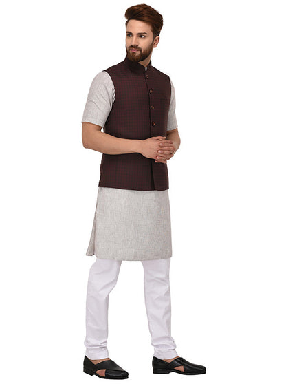 Maroon Checkered Modi Jacket