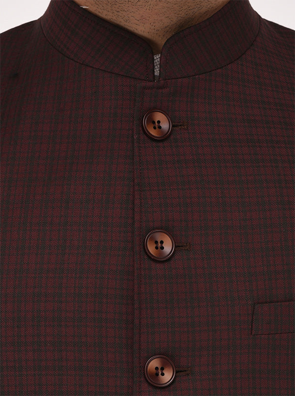 Maroon Checkered Modi Jacket