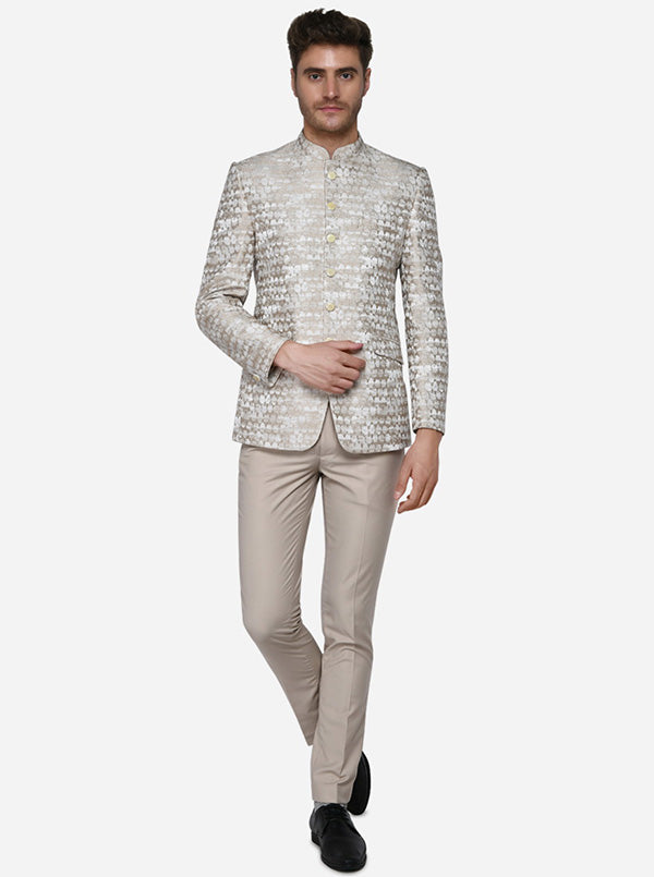 Cream & Beige Jodhpuri Suit | JadeBlue