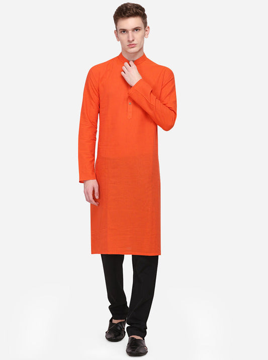 Orange Striped Regular Fit Kurta | Azania