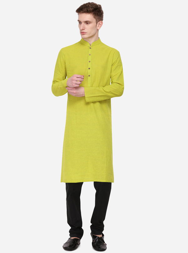 Yellow Striped Regular Fit Kurta | Azania