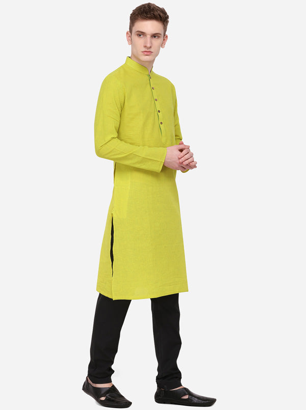 Yellow Striped Regular Fit Kurta | Azania