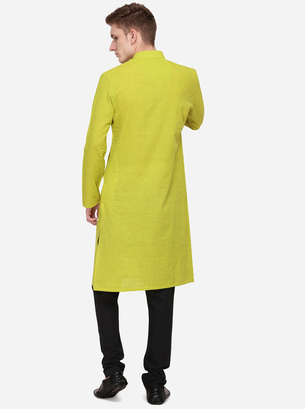 Yellow Striped Regular Fit Kurta | Azania