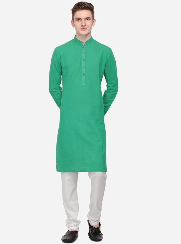 Green Striped Regular Fit Kurta | Azania