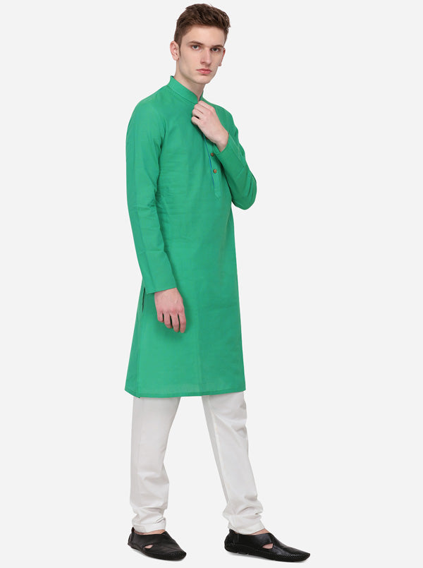 Green Striped Regular Fit Kurta | Azania