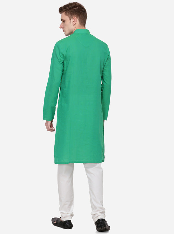 Green Striped Regular Fit Kurta | Azania