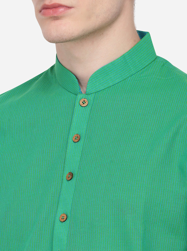 Green Striped Regular Fit Kurta | Azania