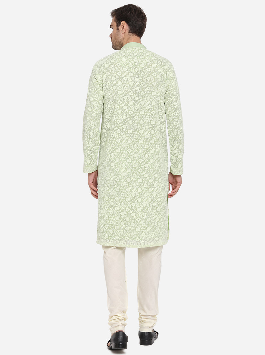 Green Self Kurta Set | Azania