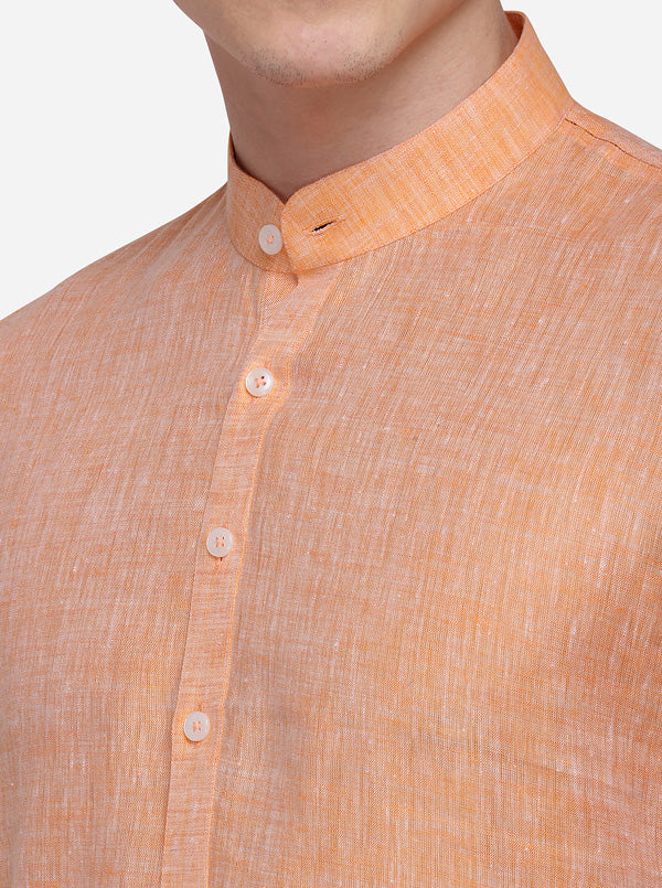 Apricot Orange Solid Regular Fit Modi Kurta | JadeBlue