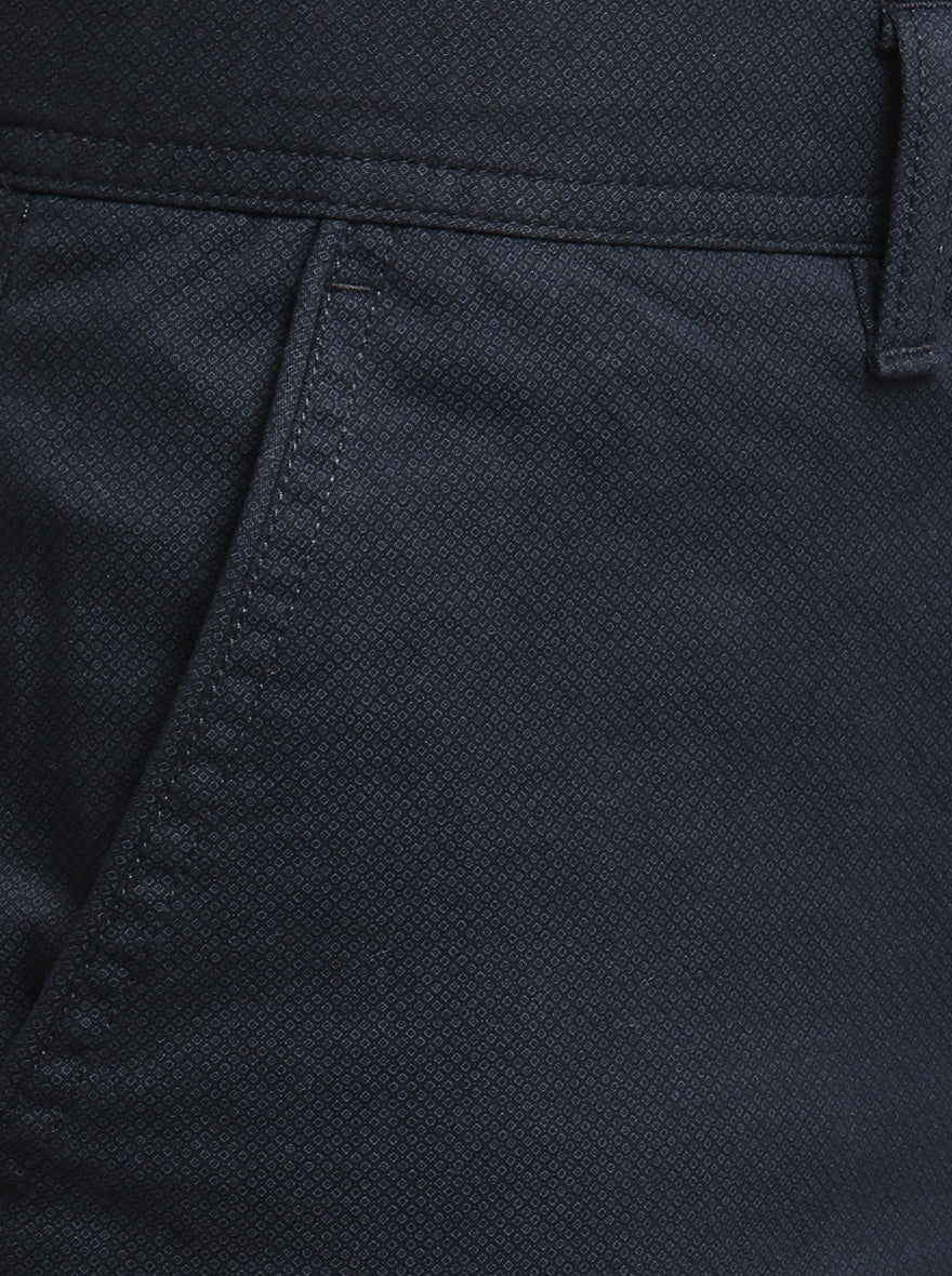 Navy Blue Solid Super Slim Fit Casual Trouser | Greenfibre