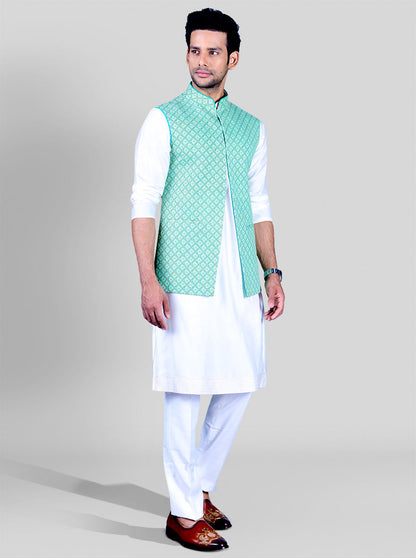 Light Green Bandhgala Jacket | TULA