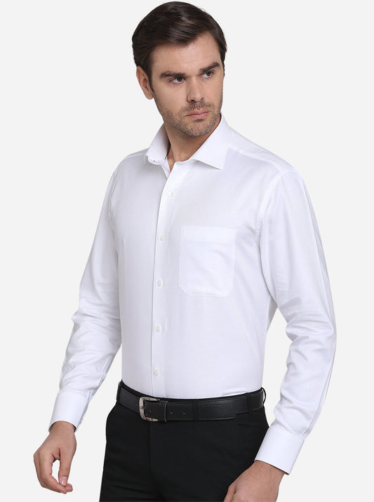 White Solid Slim Fit Formal Shirt  | Metal