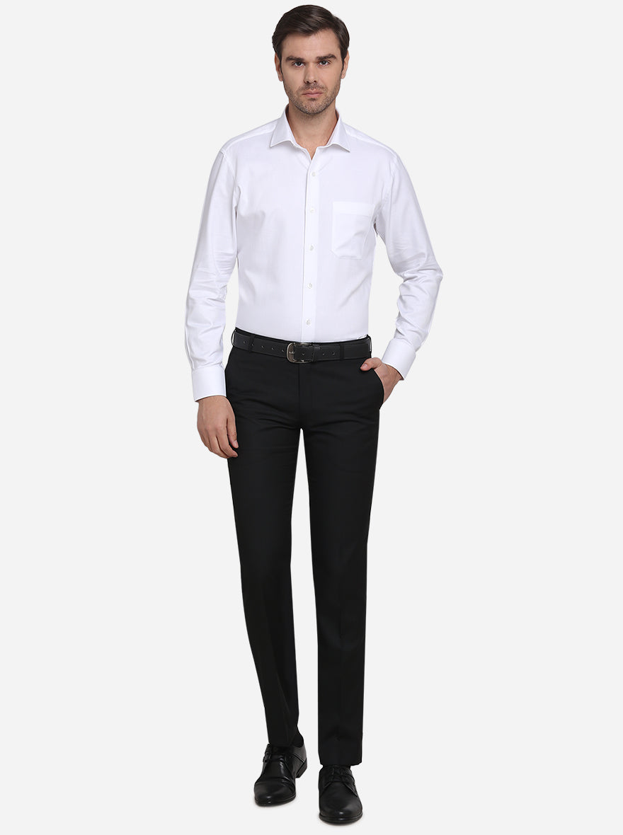 White Solid Slim Fit Formal Shirt  | Metal