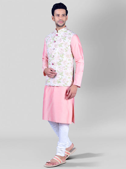 Peach & Green Bandhgala Jacket | Azania